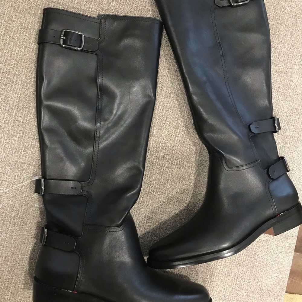 Black Leather Knee-High Boots